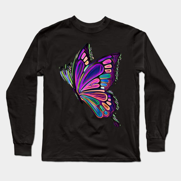 Colorful Butterfly Art Long Sleeve T-Shirt by AlondraHanley